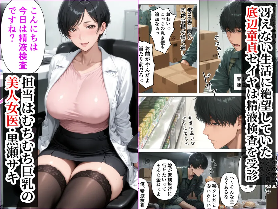 【無料エロ漫画・同人】【精液が最強の美容薬の世界】 SSSレア精液で人生逆転！むちむち人妻女医の特別検診-3枚目