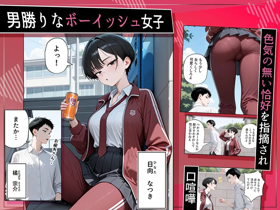 【無料エロ漫画・同人】メス堕ちボーイッシュ〜負けず嫌いな幼馴染に女の快楽を教えてあげた〜-1枚目